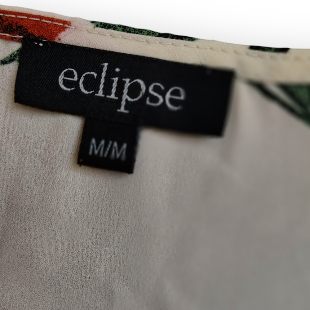 Eclipse Women's Medium Elegant Cream and Green Kimono Tunic - Picture 8 of 9